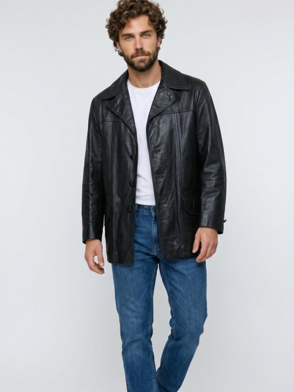 Vintage 70's Van Cort Black Leather Jacket Zip Out flannel liner 42R